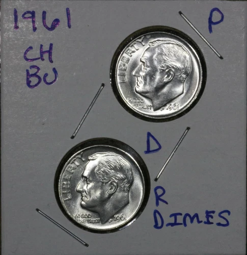 1961 P&D Roosevelt Dimes 10C CH BU LUSTER! 90% Silver US Coins