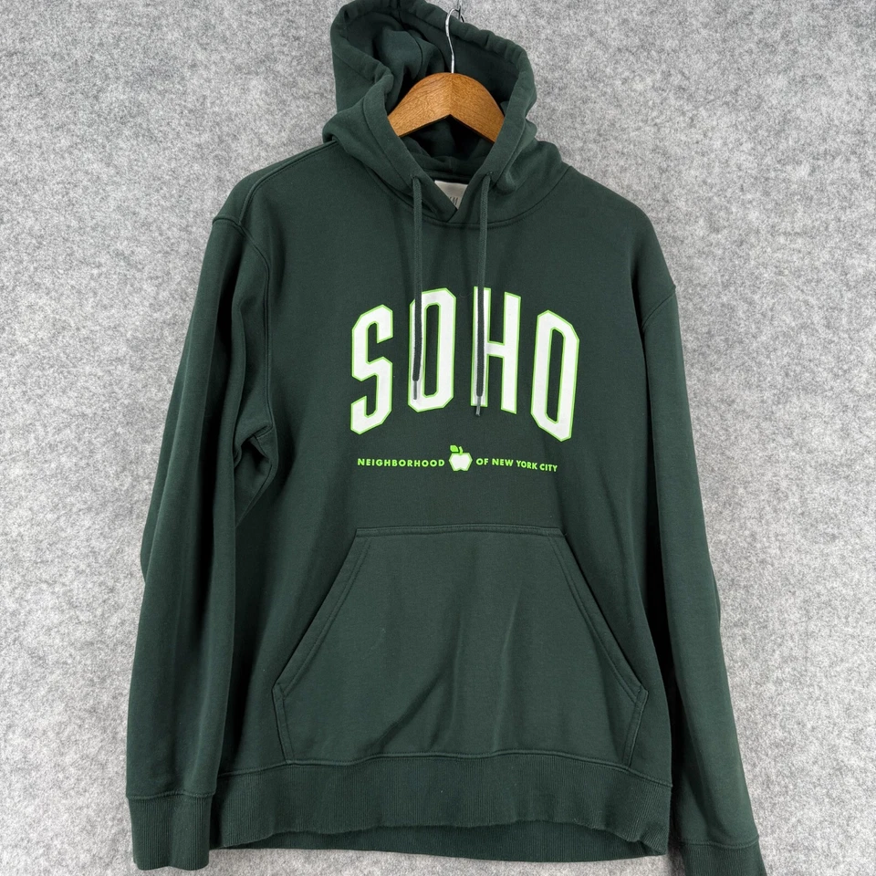 SOHO Hoodie H&M Medium Green Neon Women Men South of Houston Street - Imagem 3 de 4