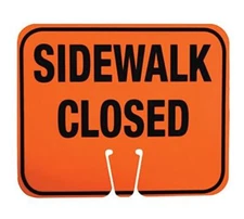 Cortina ABS Plastic Traffic Cone Sign, "SIDEWALK CLOSED"  Assorted Styles 