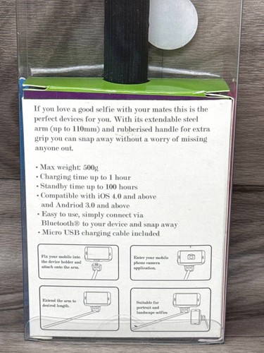 iCandy Extendable Selfie Pole Stick With Bluetooth Shutter Monopod NEW SEALED - 第 5/6 張圖片
