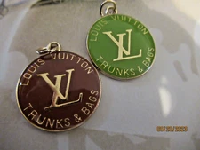 LV LOUIS VUITTON  ZIP PULL  CHARM 29X25MM gold tone, BROWN,  GREEN THIS IS FOR 2