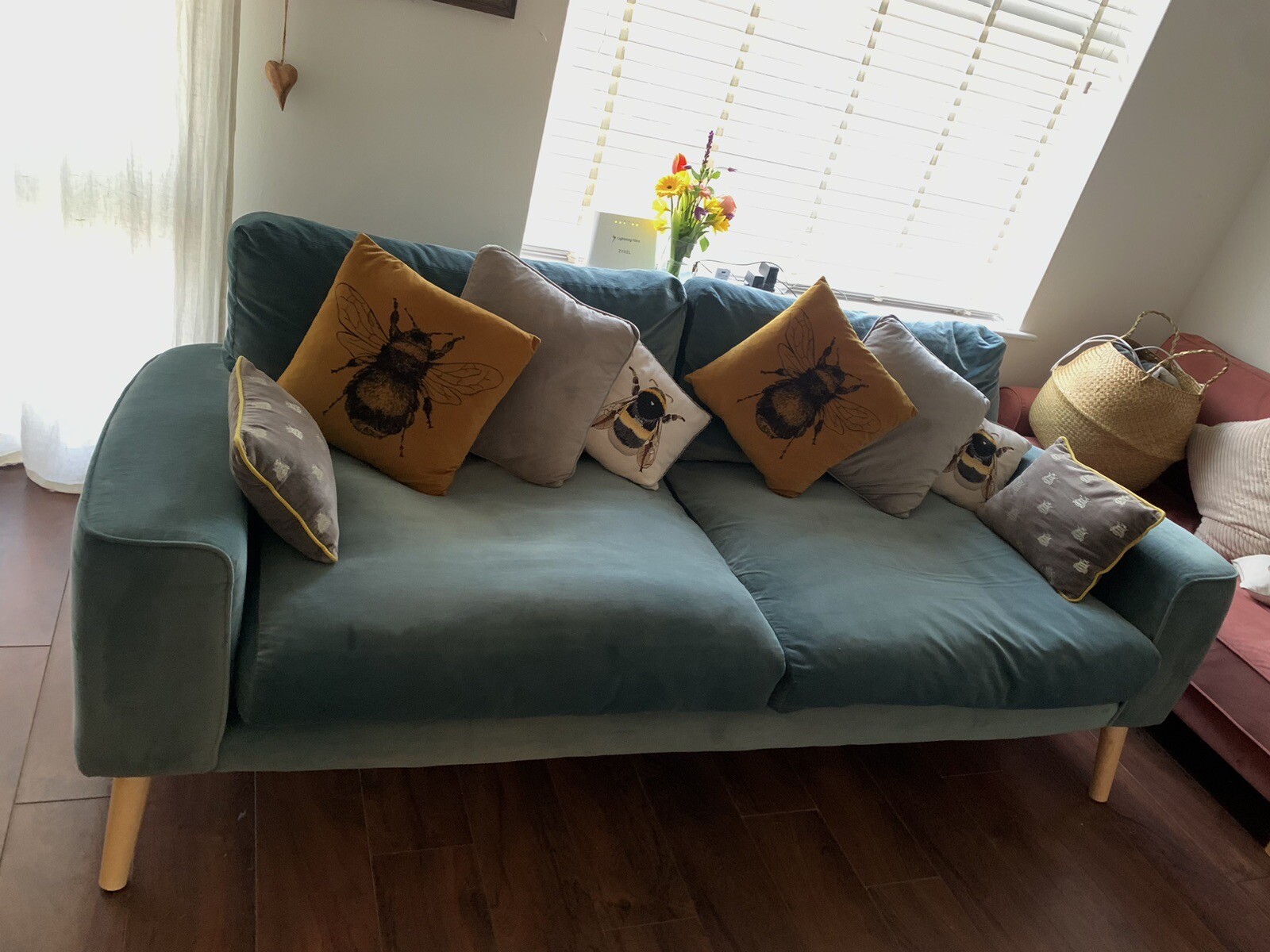 Loaf Strudel Large Sofa Sopping Seagrass Teal Velvet 34 Seater Duck