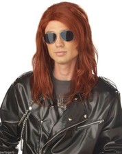 Parted Red Auburn Hollywood Rocker Wig Rocker Axl Rose Hippie Dude Willie Ozzy