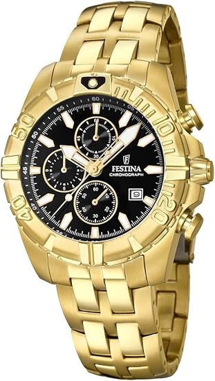 Chrono Festina F20356/4 doré, l'excellence de l'horlogerie quartz mixte
