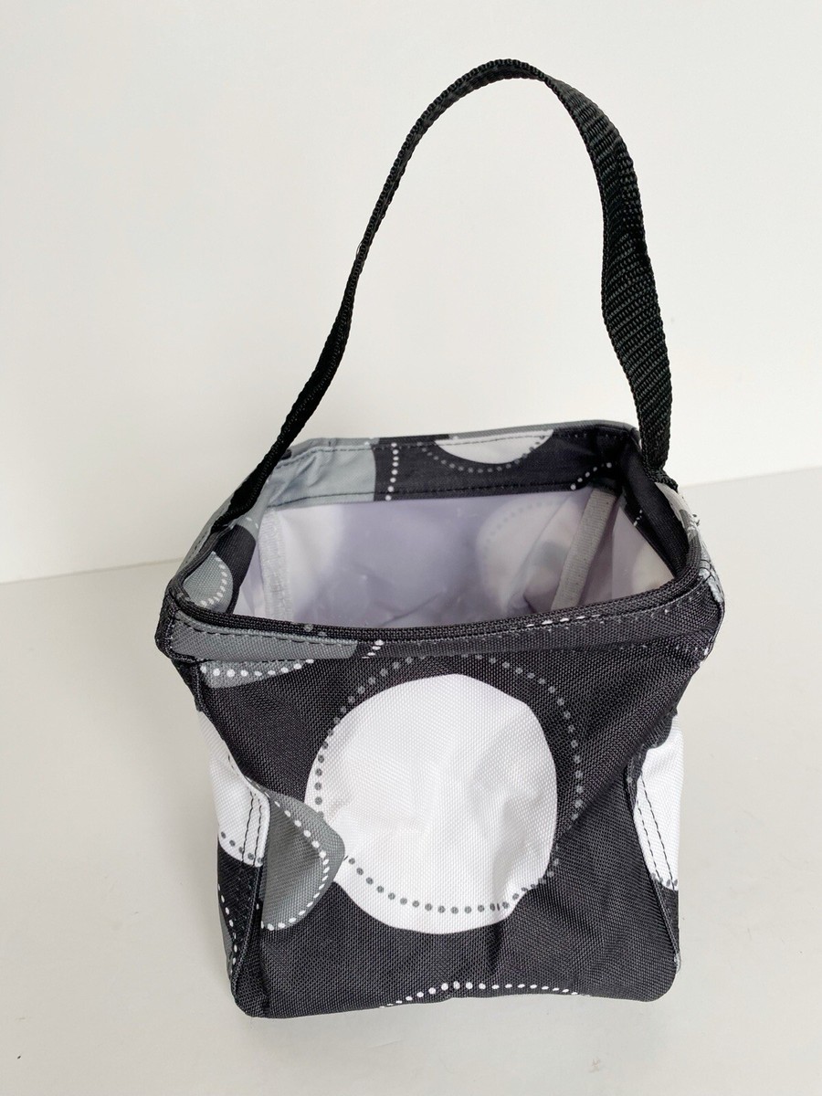 Thirty One Cube Tote Square Bag Polka Dot Black Gray Small