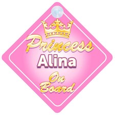 Crown Princess Alina On Board Personalised Baby Girl Car Sign