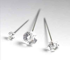 25, 50 or 100 Clear Diamante Crystal Pins - 1.5 inch 4cm Buttonholes Weddings