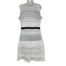 Anthropologie Chelsea & Violet Womens White Lace Sleeveless Dress Large $158 NWT