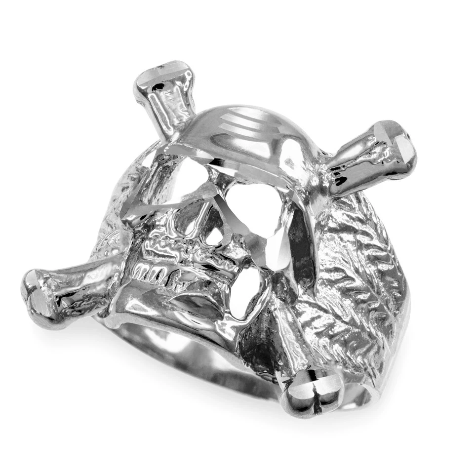 Anillo de motociclista de plata de ley con calavera y huesos para hombre Foto 4 de 4