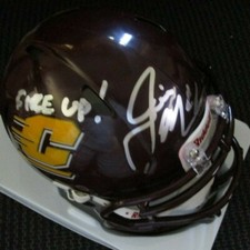 JIM McELWAIN CENTRAL MICHIGAN CMU CHIPPEWAS SIGNED MINI HELMET w/ COA FIRE UP!