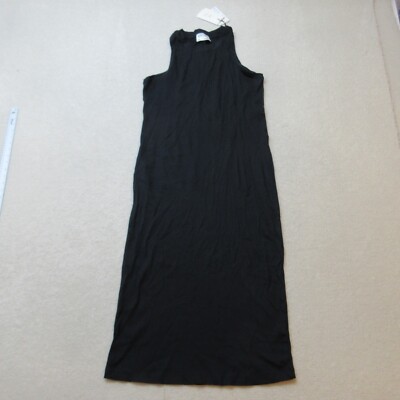 Vero Moda Lavendel Kleid Damen XL Schwarz O-Ausschnitt Wadenbewusst Gerippt Neu mit Etikett