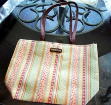 Longaberger FABRIC TOTE / PURSE - FUN STRIPE PASTELS - NEW w/ tag - NICE