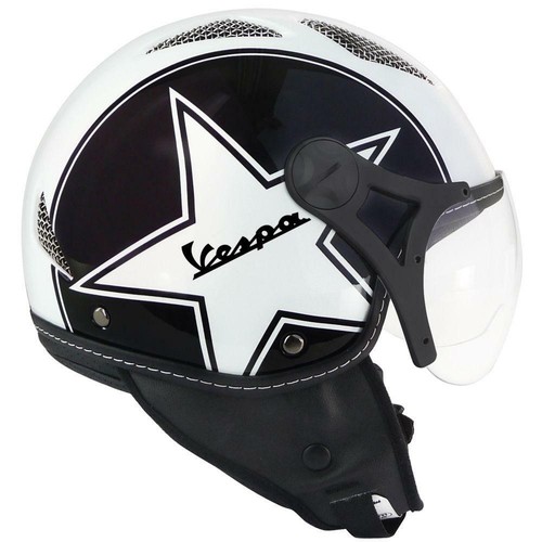 CASCO JET HELIOS STAR BIANCO NERO GRAFICA STELLA LOGO VESPA ET3 PX SUPER  GTS X | eBay