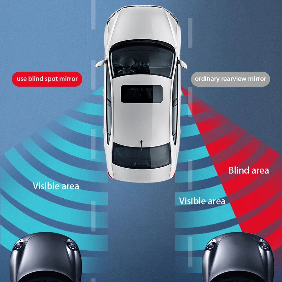 Espejo retrovisor gran angular convexo redondo punto ciego coche 95 mm Foto 3 de 4
