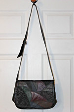 Genuine Leather Patchwork Purse Hippie Vintage Boho Bag Soft EUC