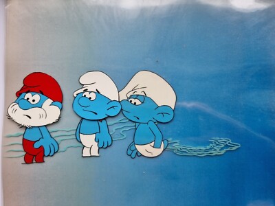 Hanna Barbera Vintage Original 1980er TV SCHLÜMPFE Animation Art Production Cel #82