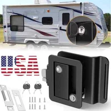 RV Paddle Entry Door Lock Latch Handle Knob Deadbolt For Camper Trailer Black