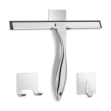 All-Purpose Stainless Steel Shower Squeegee for Shower Glass Door with 2 Adhe...