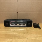 Vintage Black Sanyo MS450 AMFM Stereo Radio Cassette Recorder Mini Boombox