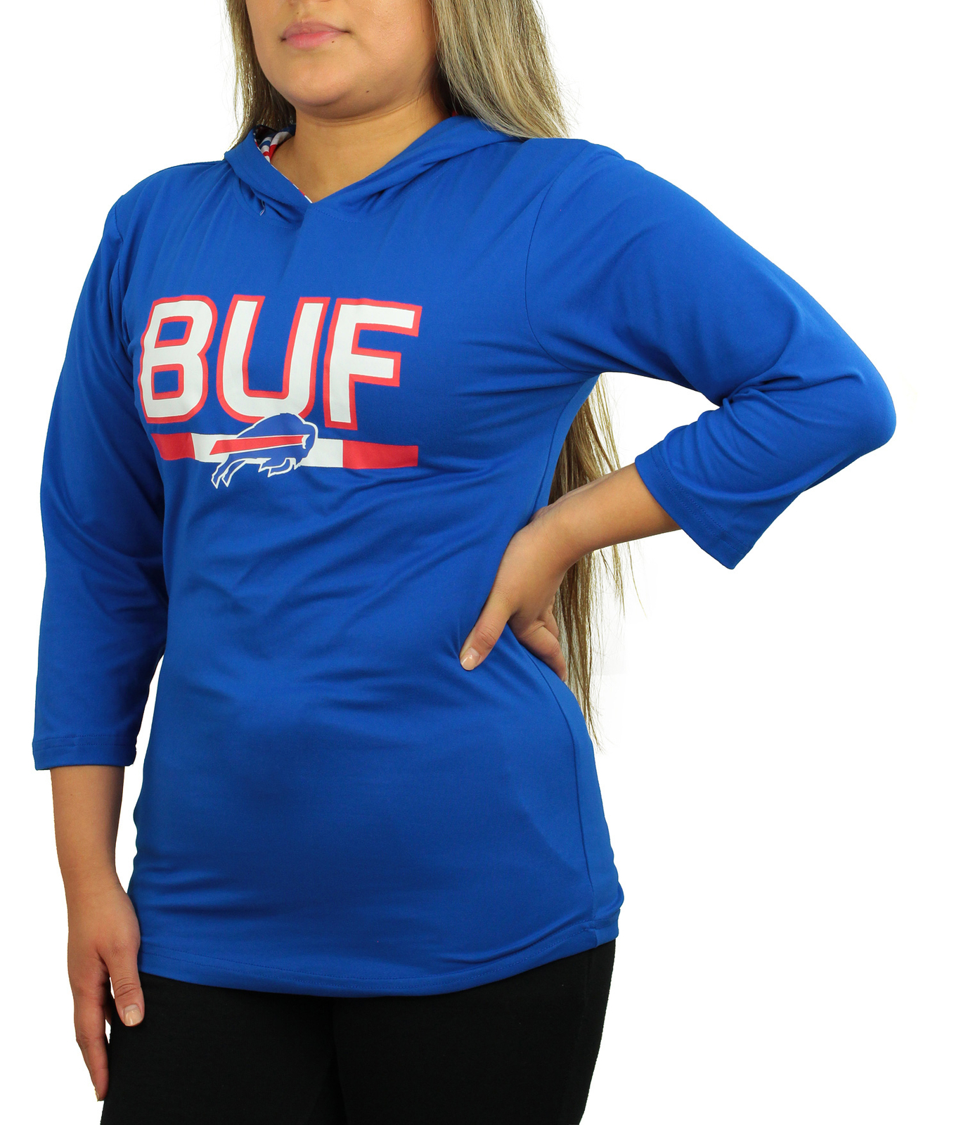 Легкий пуловер с капюшоном Zubaz NFL Womens Buffalo Bills однотонного командного цвета