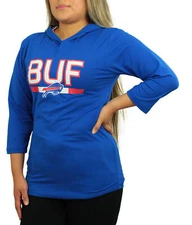 Zubaz NFL Women's Buffalo Bills Solid Team Color Lightweight Pullover Hoodie