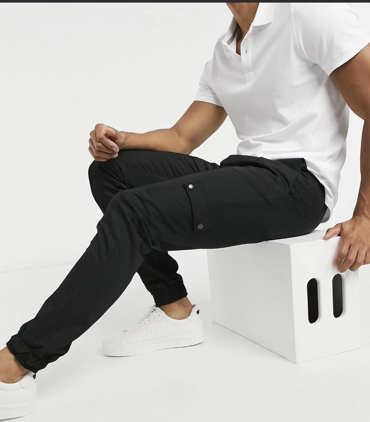 Lock Stock Mayfair Cargo Trousers in Black Size 34in