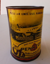 Vintage Pennzoil metal can/United Airlines DC3 Empty
