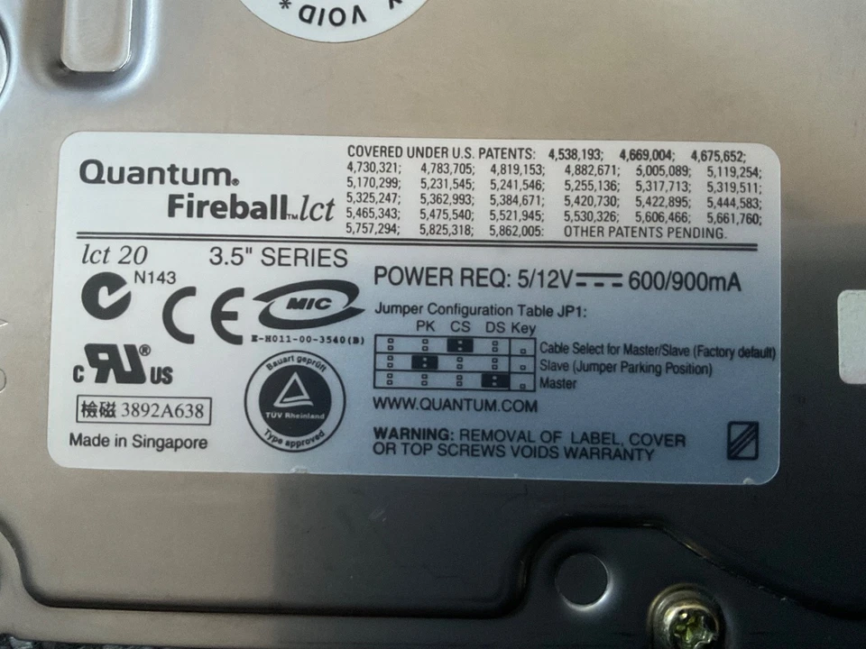 Quantum Fireball LCT20 40GB IDE Hard Drive – Tested, Working – From iMac G3 - Image 4 of 4