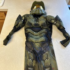 Halo Infinite Master Chief Costume Kids Size Small 4-6 Helmet Halloween Muscles