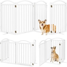 Malier Metal Freestanding Dog Gates with Door, 32 Height Outdoor Indoor Dog