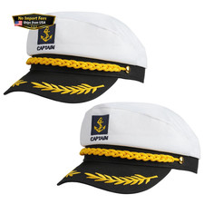 Yacht Sailor Hat, Navy Captain Cap, Adult Marine Admiral Costume- 2 Pack, White