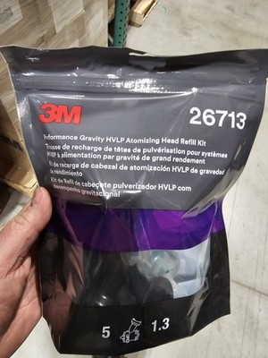 3M  Performance Gravity HVLP Atomizing Head Refill Kit 26713  5 pack 1.3 New