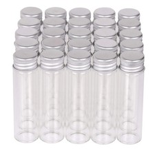 Pack of 100, 20ml Small Glass Bottles with Metal Cap Screw Top Lids Tiny Vial...