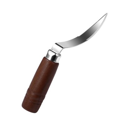 Coconut Meat Remover Tool with Wooden Handle, Stainless Steel Scraper for Kitche