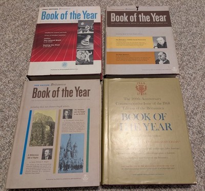 4 BRITANNICA BOOKs  OF THE YEAR:1960, 1964, 1965 & 1968 Hardbacks VTG With DJ
