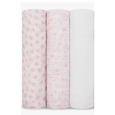 Comfy Cubs Muslin Swaddle Blankets, 3 Pack - Pink