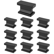 10 Pack Matte Black Cabinet Hardware, Rectangle Dresser Knobs for Drawer Cupb...