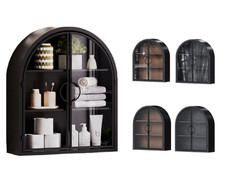 Fully Assembled 3-Tier Bathroom Storage Cabinet with Double Tempered Glass Doors