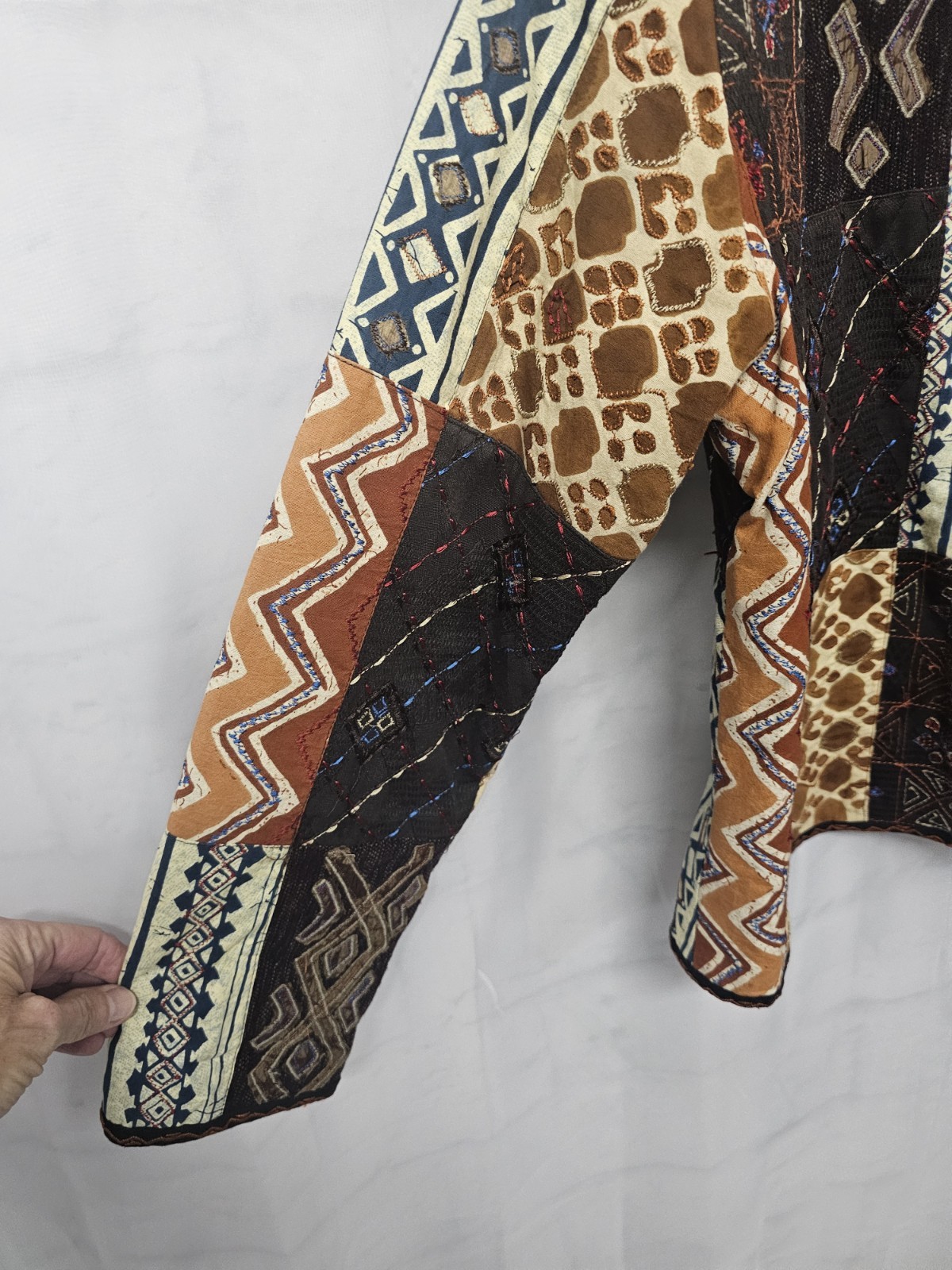 Chico's Jacket Patchwork Embroidered Artsy Grunge… - image 3