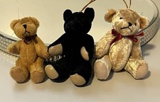 LOT OF 3 MINIATURE 3 JOINTED TEDDY BEARS FIGURES