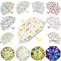 Unisex Kids Bubble Dome Umbrella Children School Reflective Safety Strip Edge