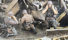 1/35 Scale WWII German Artillery Crew Resin Figures with Flak Gun Diorama Kit