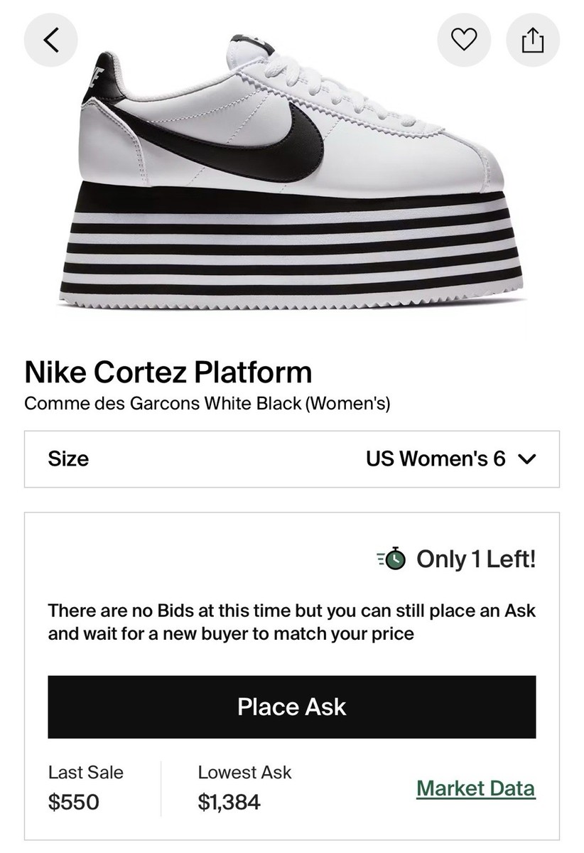 Nike COMME des Garcons x Cortez Check White W Japanese CDG Black