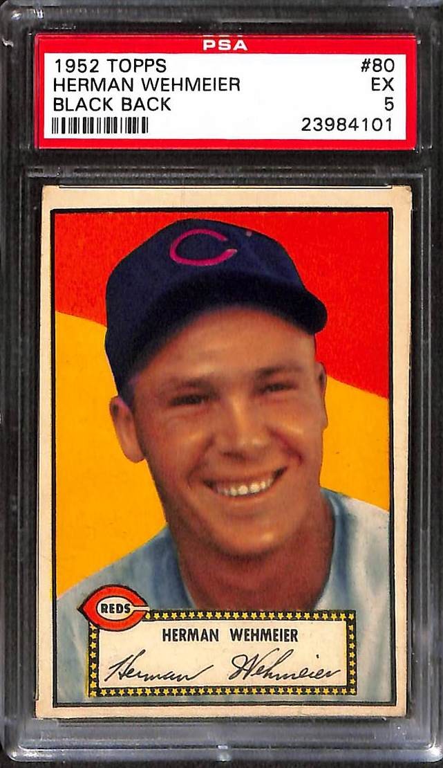 1952 Topps #80b HERMAN WEHMEIER BLACK BACK PSA 5 EX 23984101 