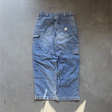 Men's Blue Denim Cargo Pocket Jeans Medium Wash Solid Pockets