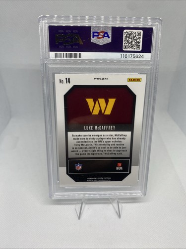 2024 Prizm Luke McCaffrey (RC) Emergent-Green Prizm #14 PSA 10 - Picture 2 of 2