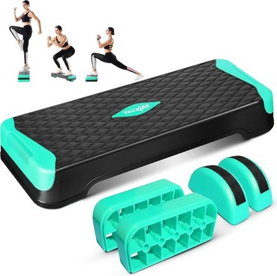 Versatile 2-in-1 Adjustable Aerobic Step Platform & Balance Board - Neo Green