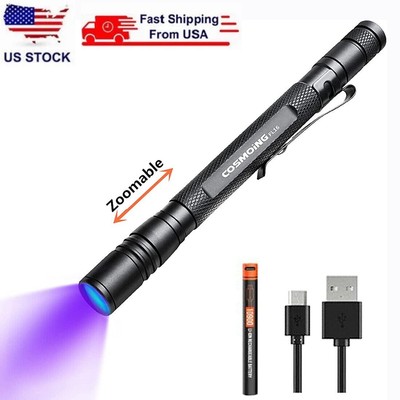 395nm UV Pen Light with Battery Rechargeable LED Black Light Flashlight mini