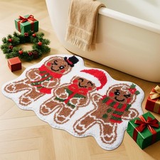 Christmas Gingerbread Bath Rug Non Slip Washable Bathroom Mat 20x32 Inch Rug