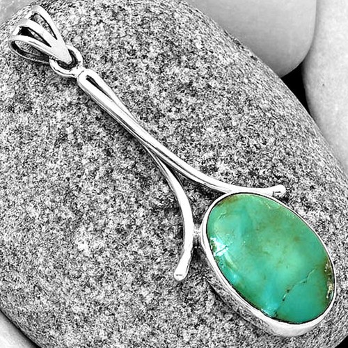 Joyería Colgante Plata 925 Natural Raro Turquesa Nevada Azteca Mt P-1054 - Imagen 2 de 5